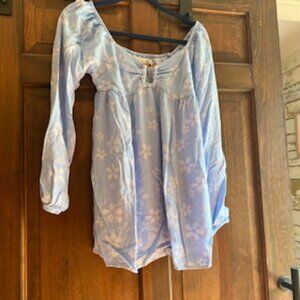 American Eagle Daisy Floral Cutout Mini Dress – Blue, Long Sleeve